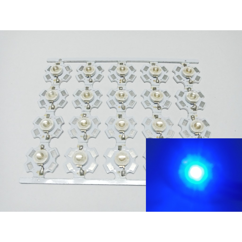 LAMPU HIGH POWER LED HPL 1 WATT BIRU DENGAN PAPAN PCB HEAT SINK BINTANG