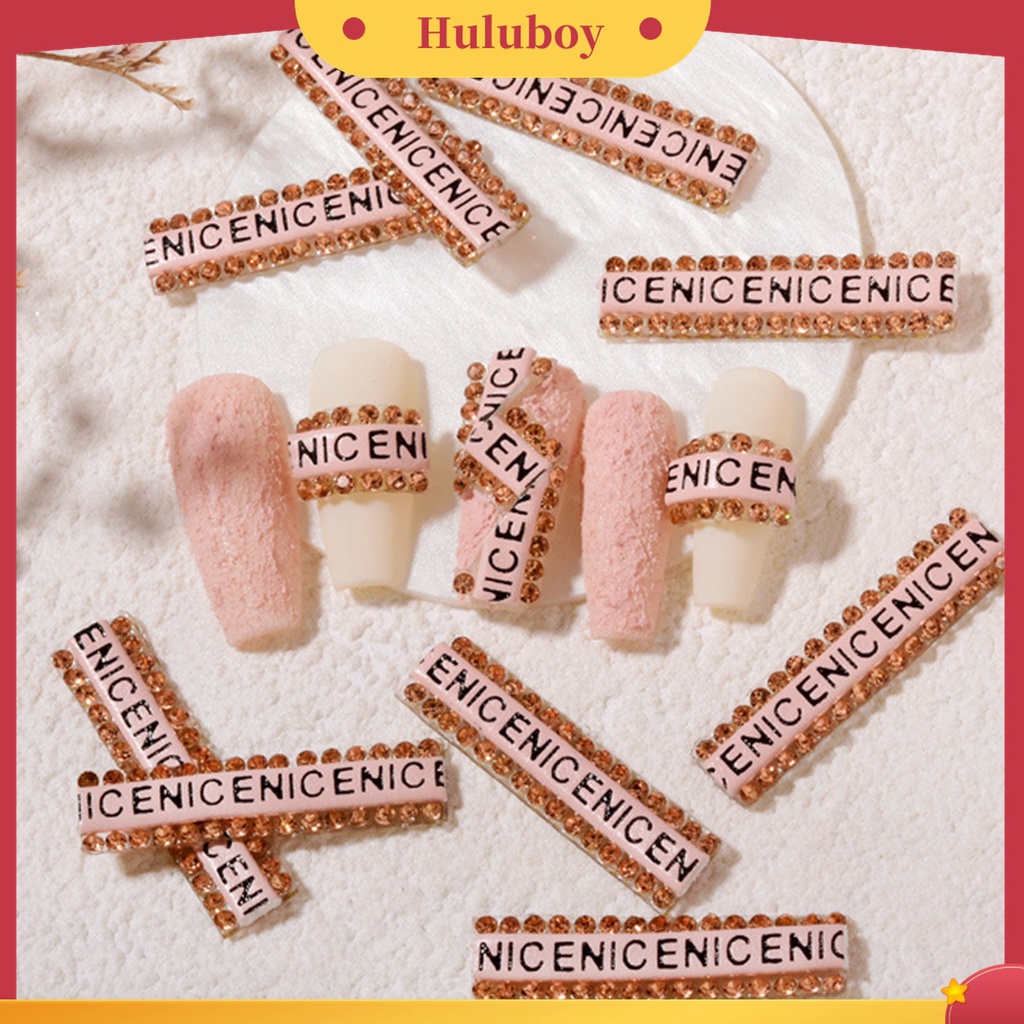Huluboy Huluboy♡ 12 Pcs Stiker Kuku Motif Tulisan Glitter Anti Jatuh Untuk Dekorasi Nail Art
