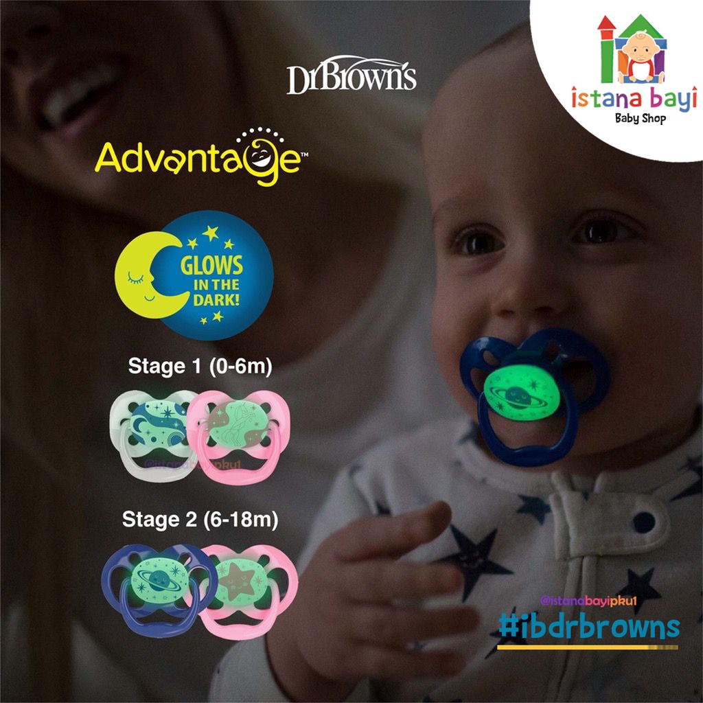 Dr.Brown’s Advantage Pacifier Glow in The Dark - Empeng Bayi pa22005