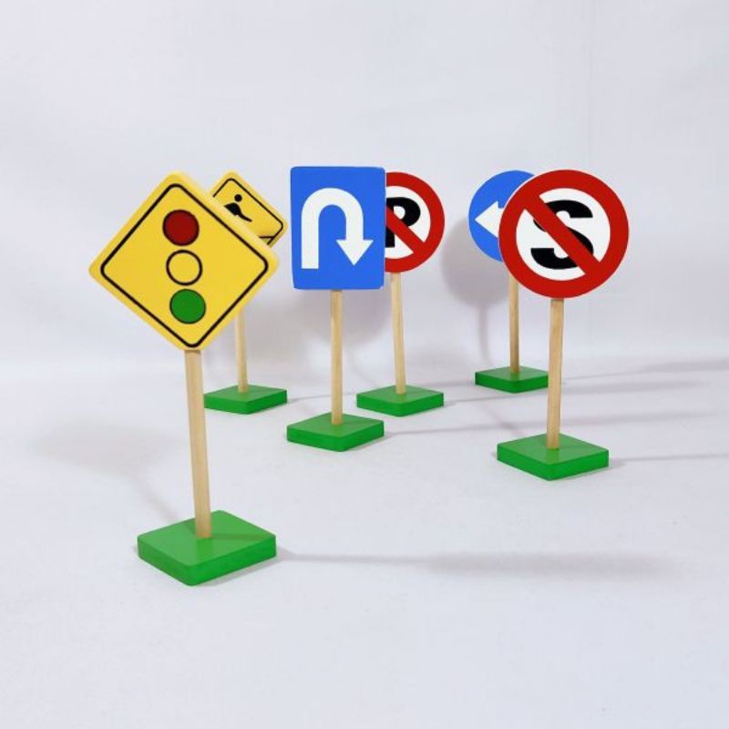 Mainan Edukasi Anak-Anak Miniatur Rambu- Rambu Lalu Lintas