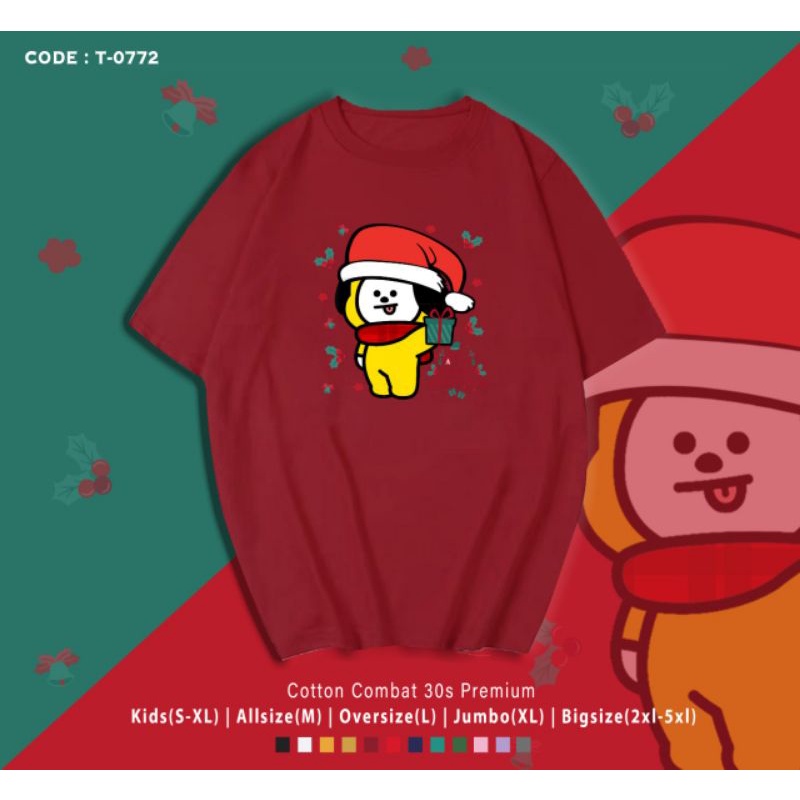 KAOS NATAL CHIMMY BT21/T-SHIRT MERRY CHRISTMAS BT21 CHIMMY