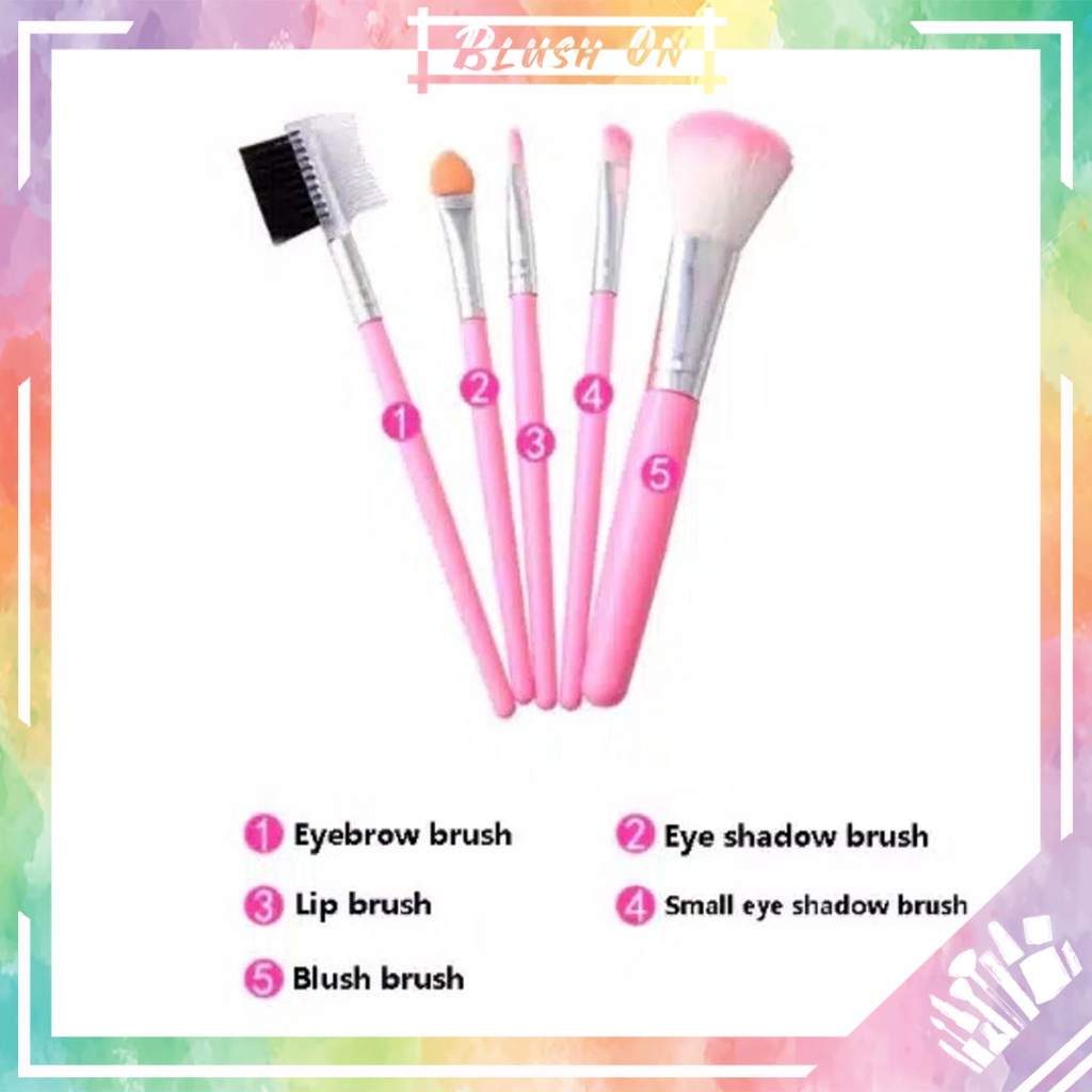 Termurah 5PCS/ Set Kuas 5 in 1 Make Up Brush Kuas Eyebrow Blush On Eyeshadow Sponge