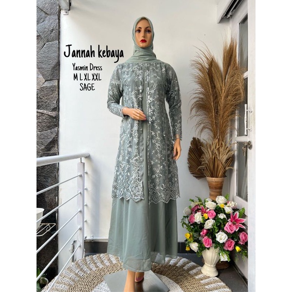 YASMIN DRESS//BAHAN TILLE BORDIR KOMBINASI CERUTY//By Jannah Kebaya