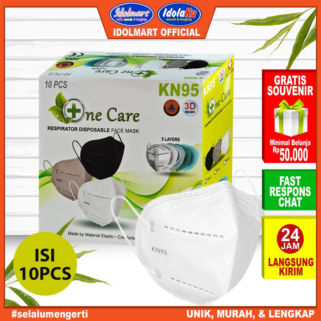 IDOLAKU Masker KN95 full Care / Masker disposable / Masker anti Virus / 1 box isi 10