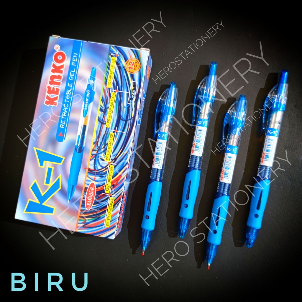 

Kenko ballpoint pen pena gel 0.5 mm K-1 tinta biru . 12 unit