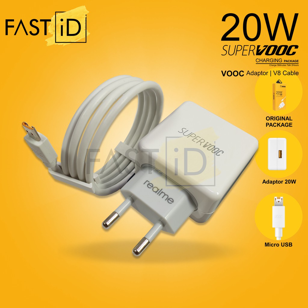 VOOC Fast Charger Realme Fast Charging20W Original Kabel MICRO / TIPE C