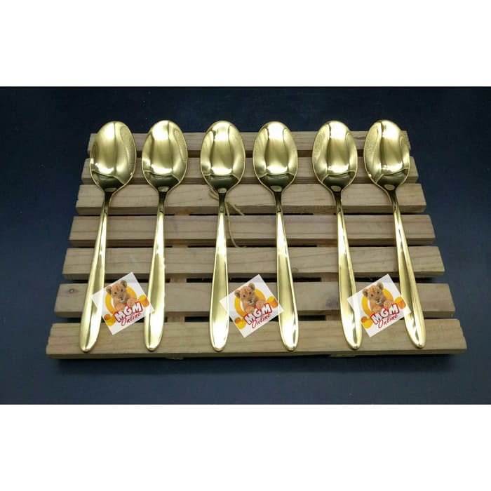Sendok Teh Gold &amp; Garpu Kue Gold HOTEL Stainless Steel 18-10 emas