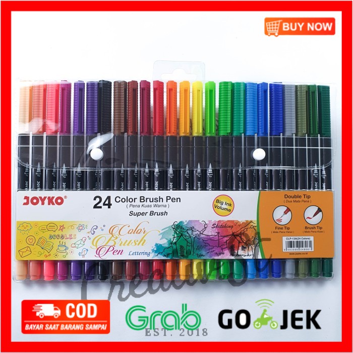 

(BISA COD) Joyko Brush Pen 24 Warna Brush + Fine Tip CLP-13A SET