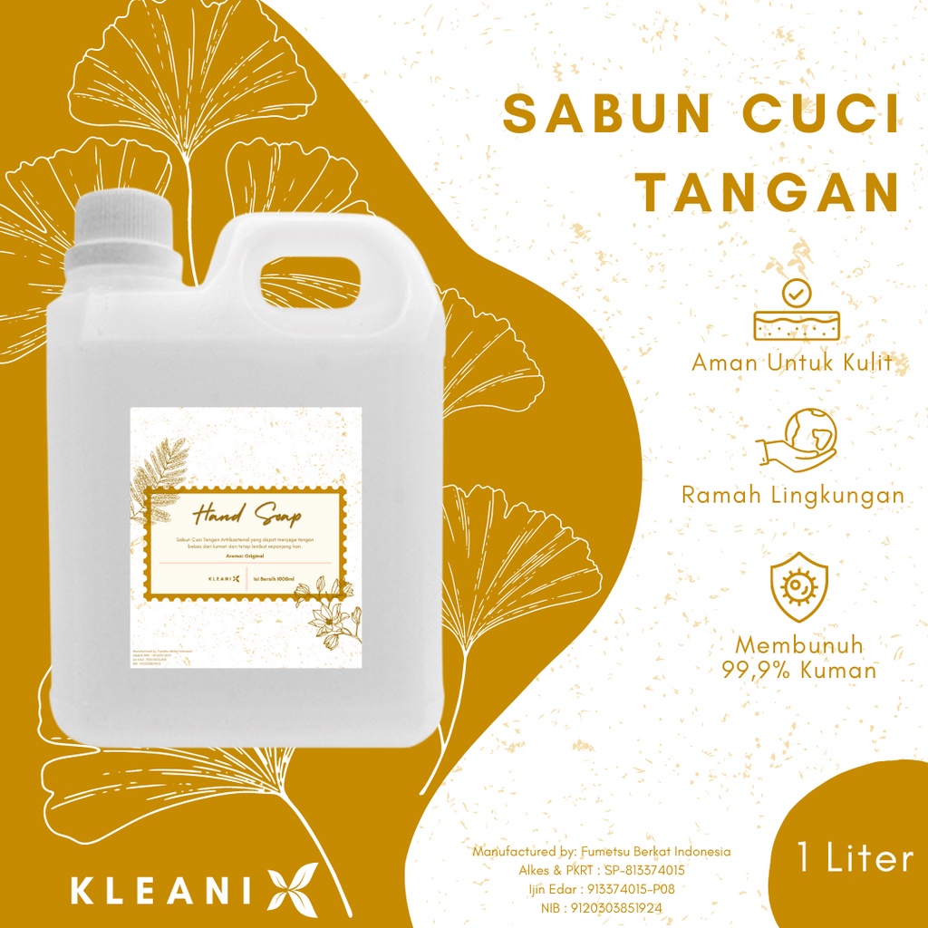 KLEANIX - Hand Soap Antibacterial / Sabun Cuci Tangan Anti Bakteri Kemasan Refill Jerigen 1 Liter / 1000 ml