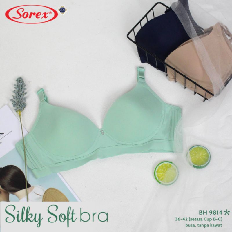 Bra Sorex 9814 uk. 36-42 cup C BH bra tanpa kawat,busa tipis silky