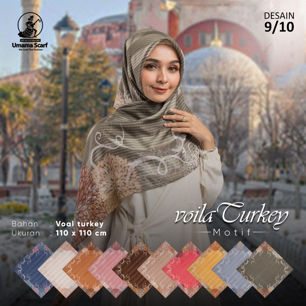 (TERBARU) 01_ UMAMA SEGIEMPAT MOTIF VOILA TURKEY Motif 9/10 - JILBAB MOTIF UMAMA - HIJAB MOTIF SEGI 