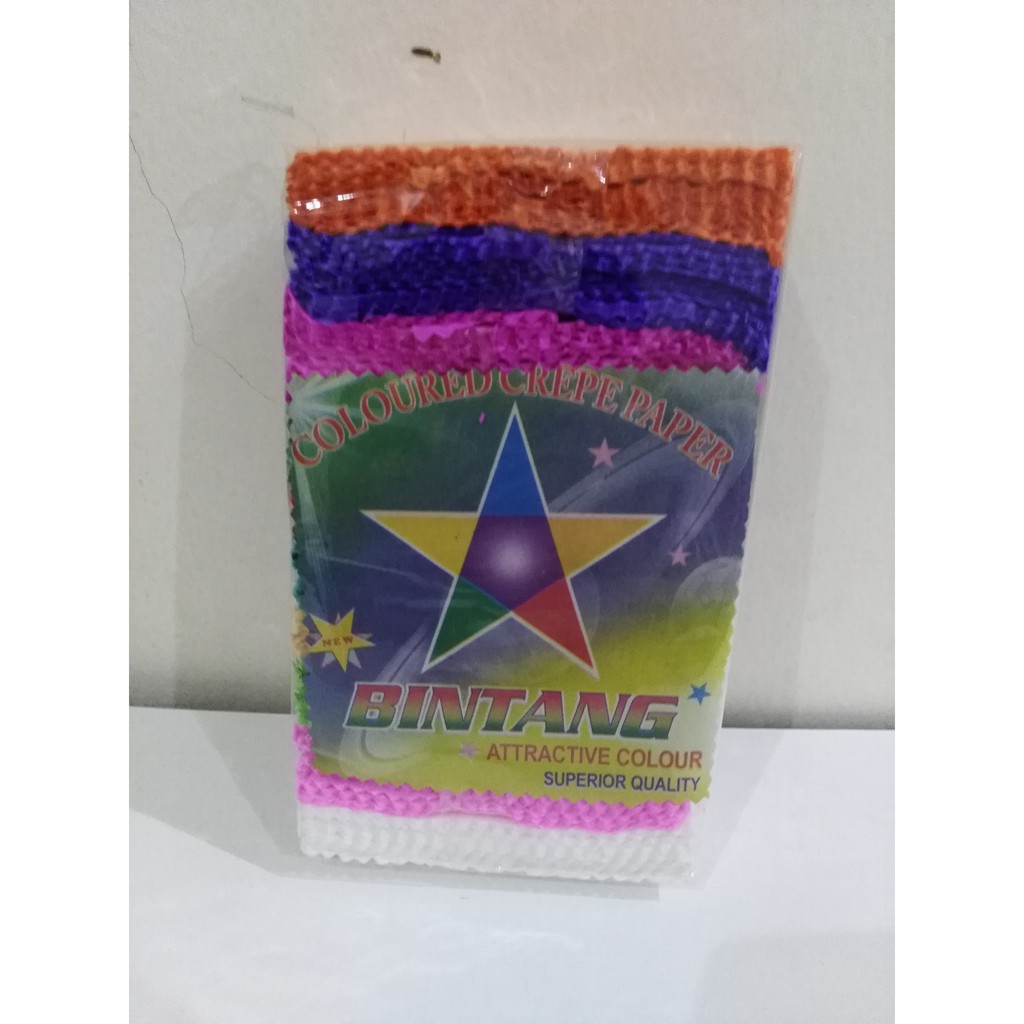 

Kertas Krep / Crepe Potong / Hiasan Dekorasi "Bintang" 10 Warna