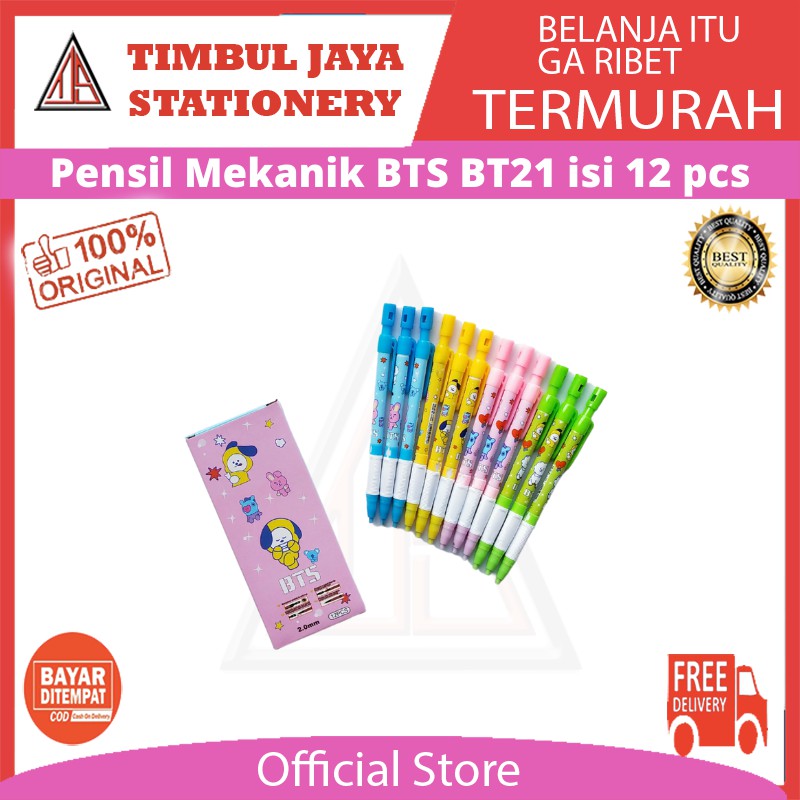 Pensil mekanik bt21 mechanical pensil bts 2.0MM isi 12 pcs TR-215