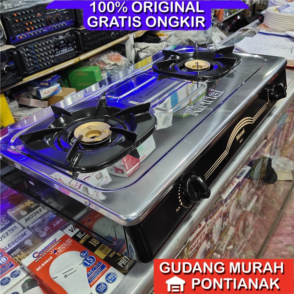 Kompor Gas Rinnai Ri 602E 2 tungku Stainless Body Lepas bodi 602 Ri602E