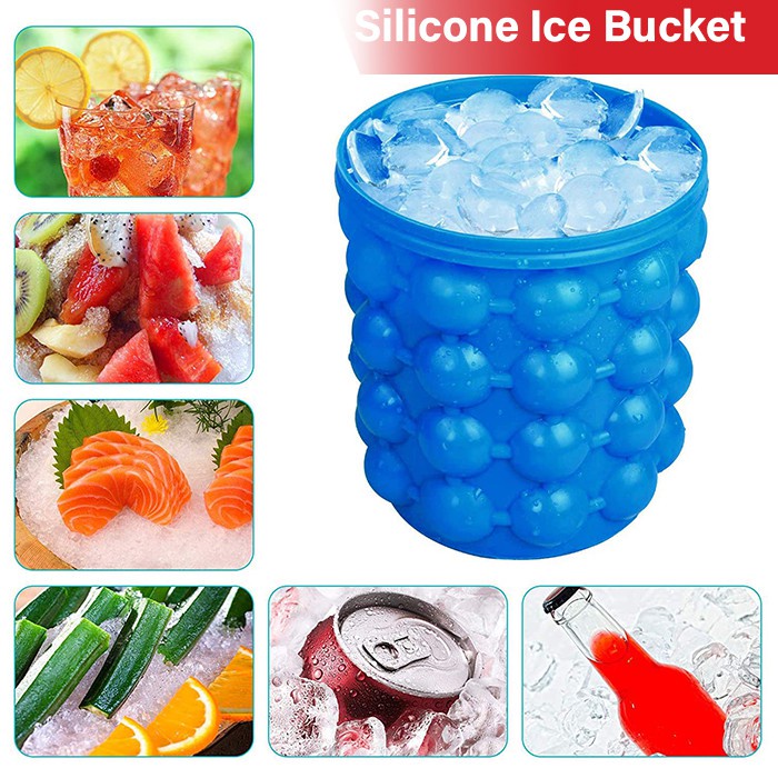 RS - Ice Cube Maker Cetakan Es Batu Silicone Ice Bucket Cetakan Es Batu Genie Ice Cube Maker 3D Silicone Mold Sudah Food Grade Cetak Pencetak || 1135-Silicone Grosir Barang Unik Murah Lucu - C01