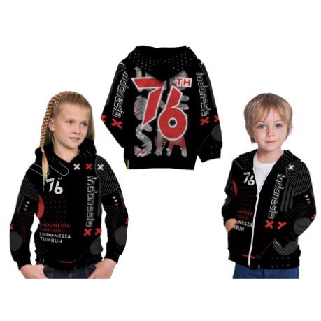 Product Custom Jaket Hoodie Fullprint Anak Murah HUT RI 76 MERDEKA 03