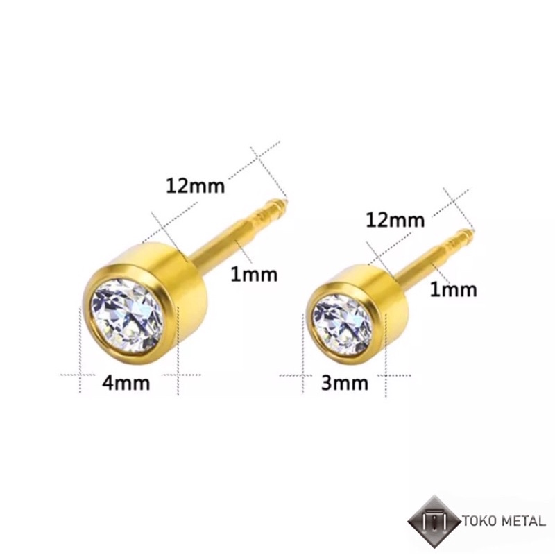 ANTING TINDIK 100% TITANIUM ANTI KARAT PRIA &amp; WANITA 3MM [TOKO METAL]