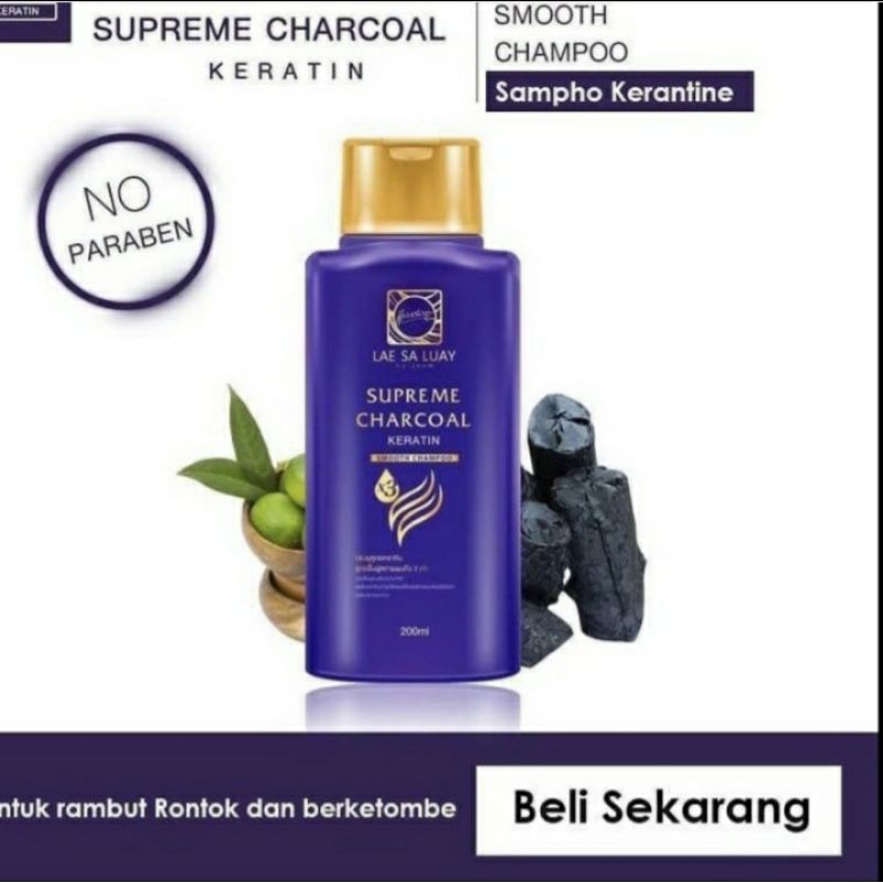 LAE SA LUAY SHAMPOO KERATIN CHARCOAL SMOOTH ORIGINAL 100% BPOM/MELEMBUTKAN