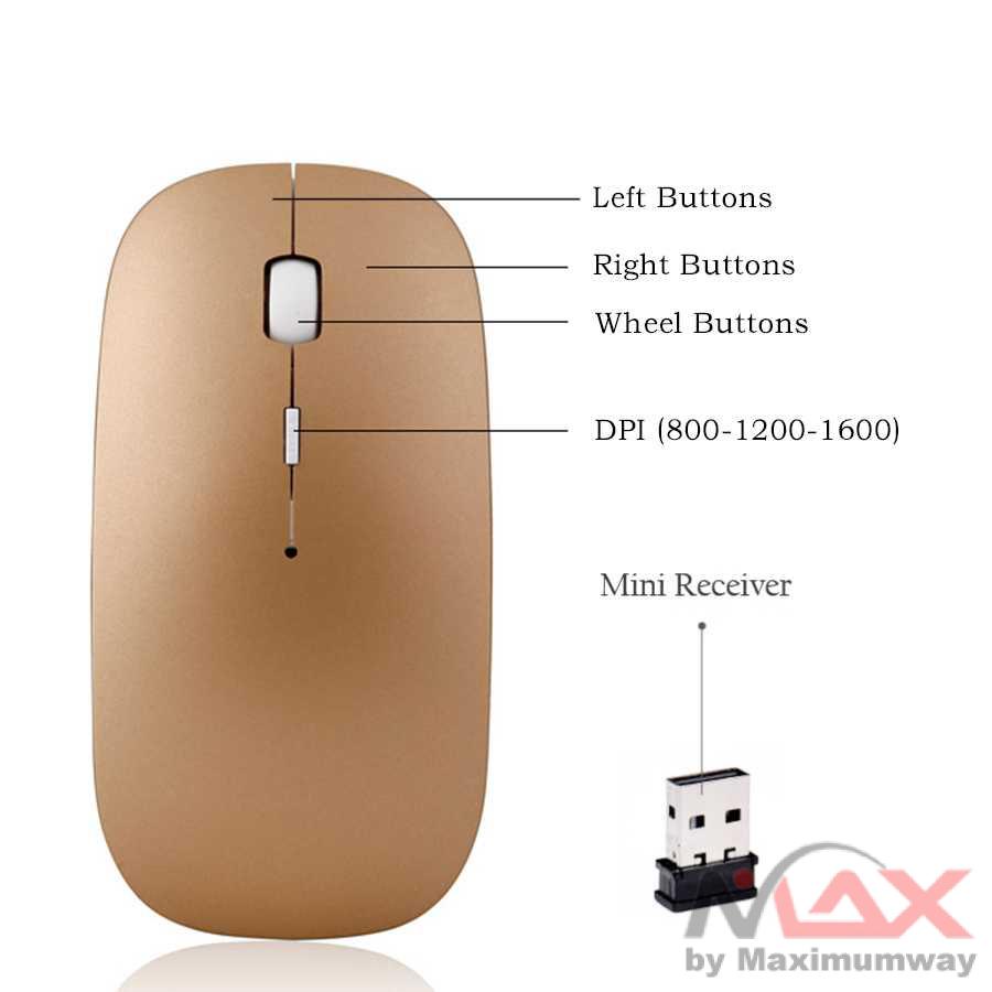 Mouse Wireless 2.4G Rechargeable - HS-09 Warna Silver