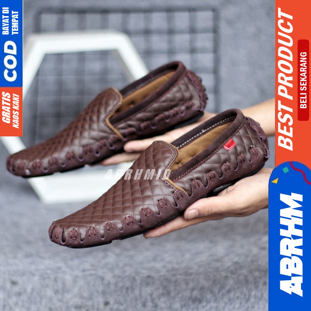 ABRHM x JIRAGA Sepatu Casual Slip On Slop Anti Slip Santai Pria Original Kulit Asli