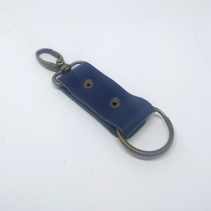 Gantungan kunci kulit sapi asli leather keychain warna biru PHKC282