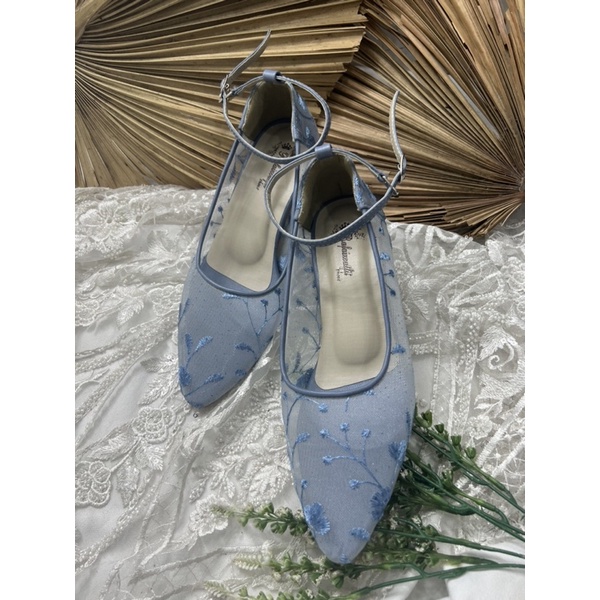 sepatu wanita kelia tali iceblue 5cm lancip