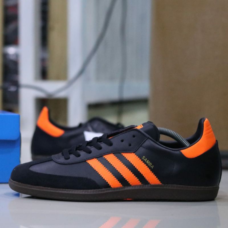 ADIDAS SAMBA BLACK ORANGE ORIGINAL MADE IN INDONESIA