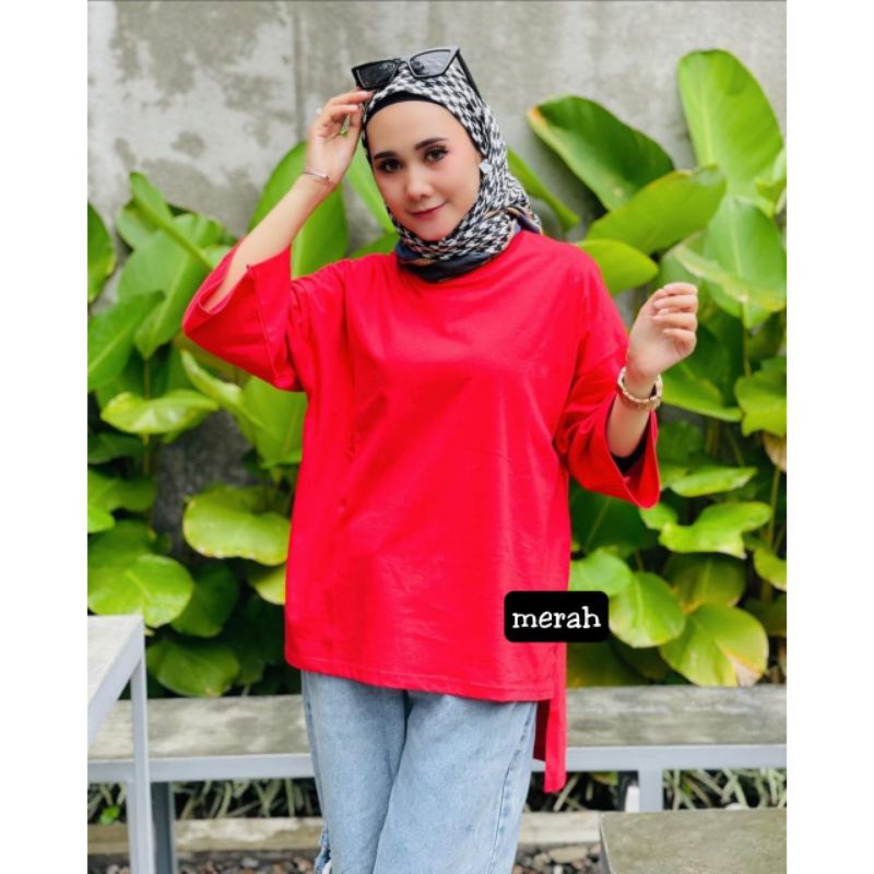KAOS OVERSIZE WANITA POLOS HITS COMBED ORI KEKINIAN TRENDY MURAH STANDAR DAN JUMBO