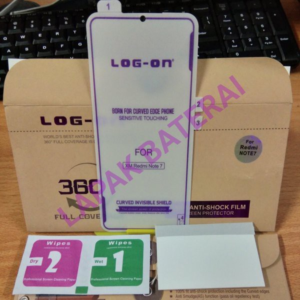 LOG ON ANTISHOCK XIAOMI REDMI NOTE 7  ANTI GORES JELLY SCREEN GUARD HYDROGEL