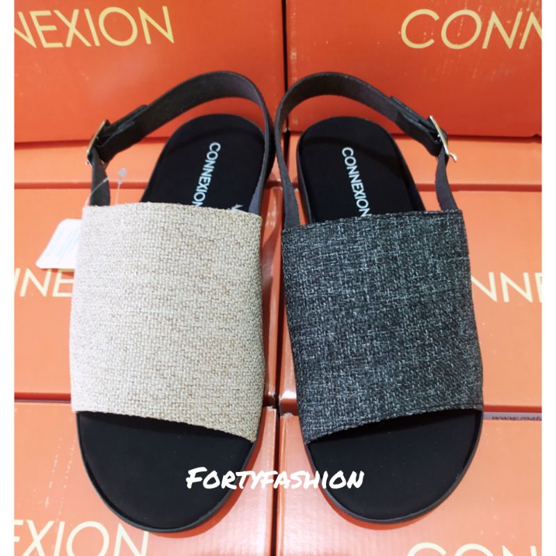 CONNEXION Sandal Flat Model Tali Belakang Slingback Empuk Hitam Khaki Merk Matahari Original Branded