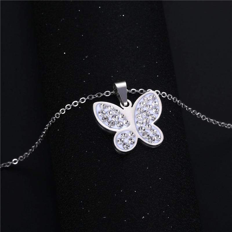 Butterfly kalung stainless steel liontin sederhana dan singkat in tanah liat kalung berlian wanita k