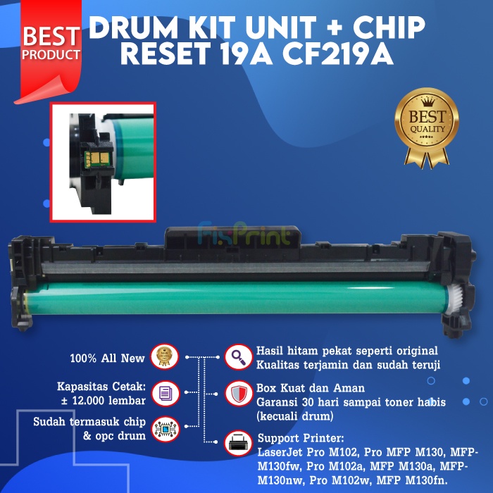 Toner Imaging Drum Kit + CHIP XP 19A CF219A Printer M130fw M102a M130a