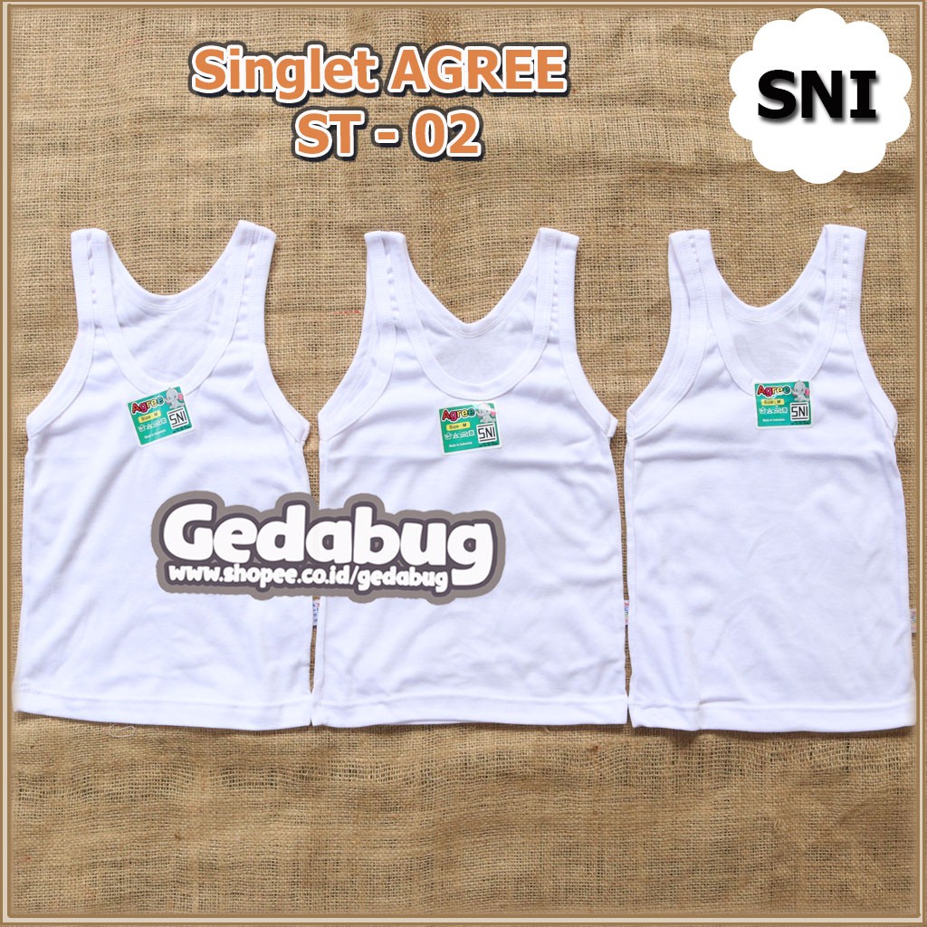 [ 6 pcs ] Singlet kaos dalem Anak AGREE ST 02 Putih / Pakaian Dalam Anak 1-9 th Dasar Putih | Gedabug