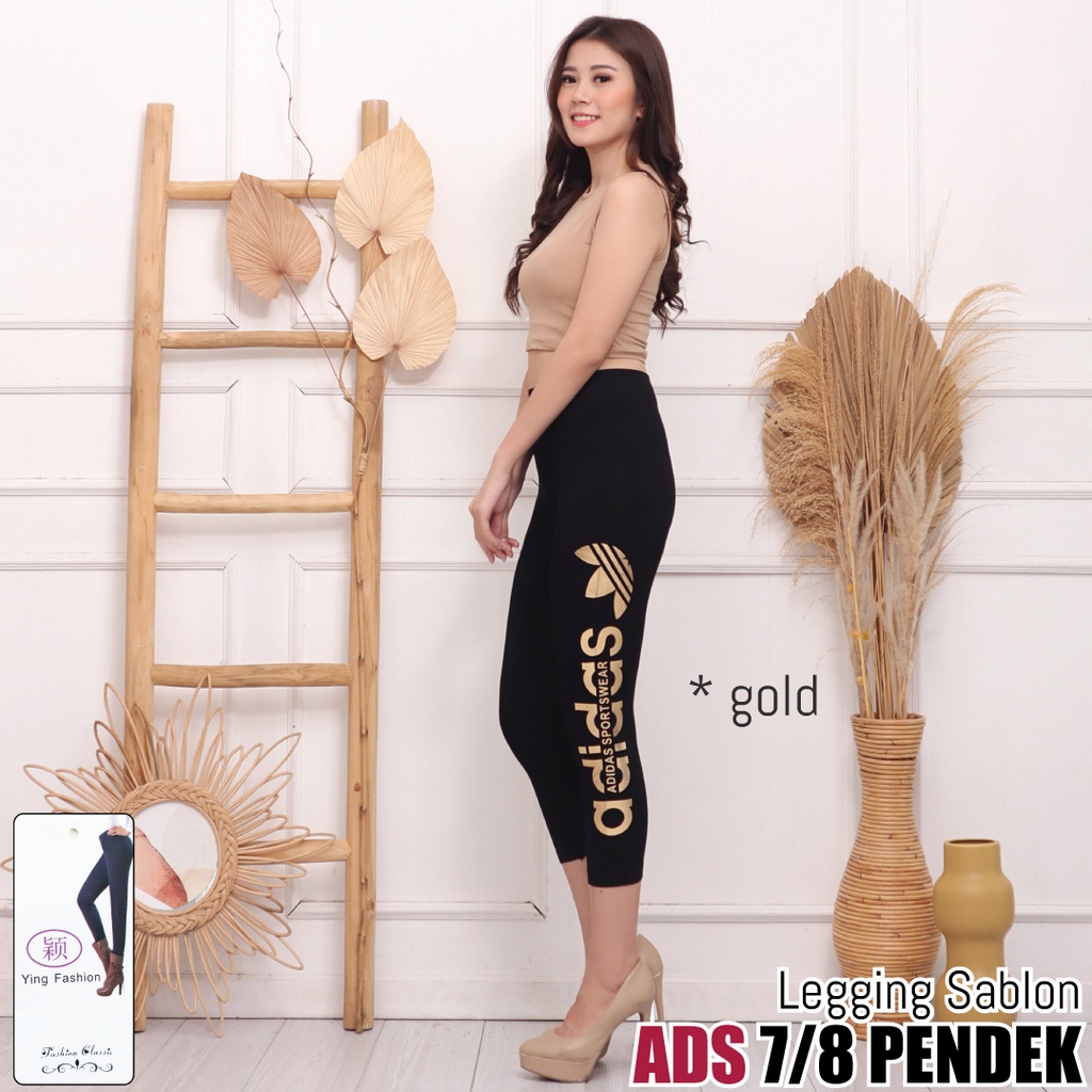 Legging pendek wanita / Legging ss ADS pendek/ Legging sablon samping