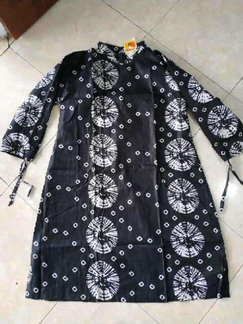 ✓ Trending Tunik Shibori Black Tunik Batik Modern Monochrome Mono Batik Cantik Seragam Batik
