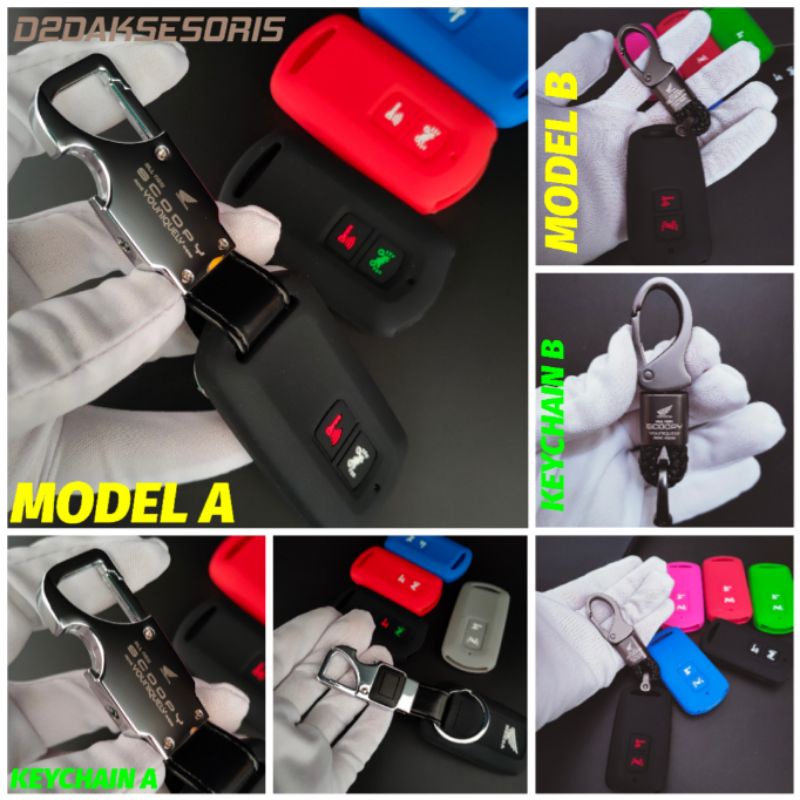 GANTUNGAN KUNCI KULIT SARUNG COVER REMOTE MOTOR HONDA SCOOPY LOGO 2021 TERBARU-1