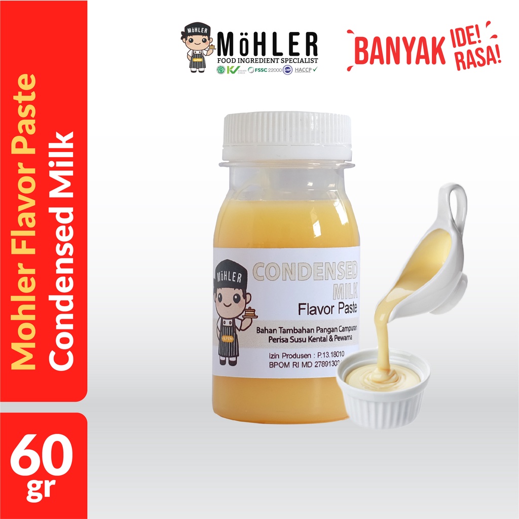 MOHLER Pasta perisa pewarna SUSU KENTAL / CONDENSED MILK (KLIK KOMBO HEMAT UNTUK BELI 1 GRATIS 1)