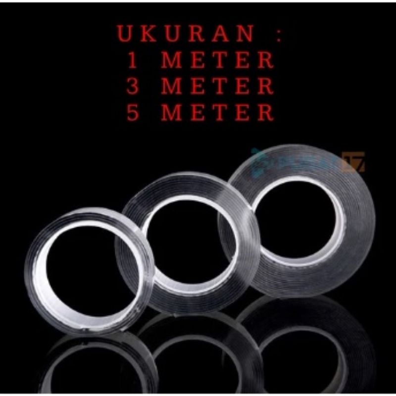 Double Tape Nano Bening Transparan 1M 3M 5M / Nano Tape Magic Meter Super Kuat Ms88