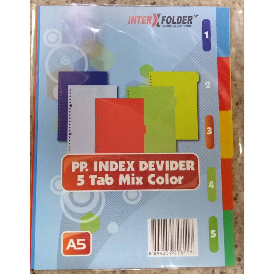

Divider pembatas A5 pvc plastik 5 warna 20 ring muraahh