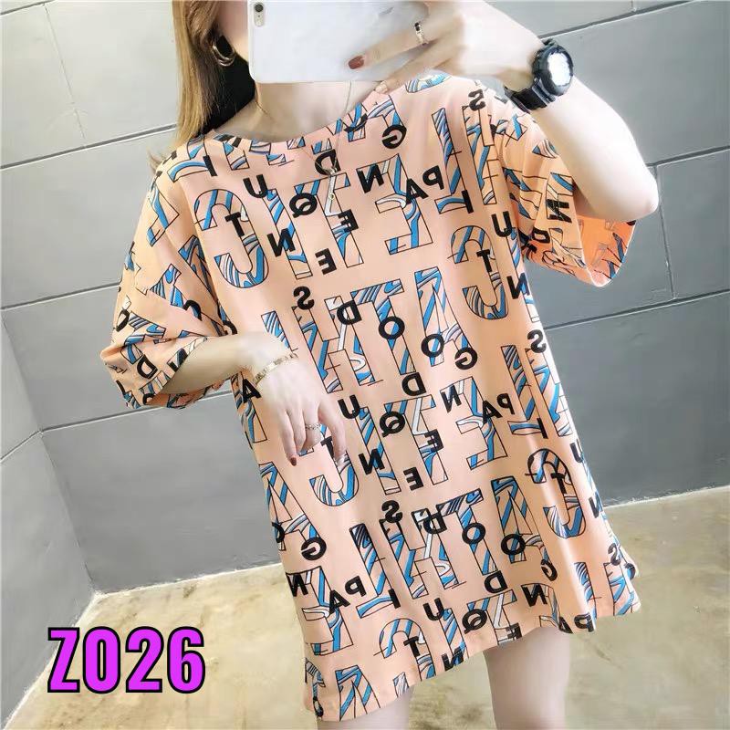 Oversize Tee Tshirt   Wanita Model Longgar Motif Tulisan Z026