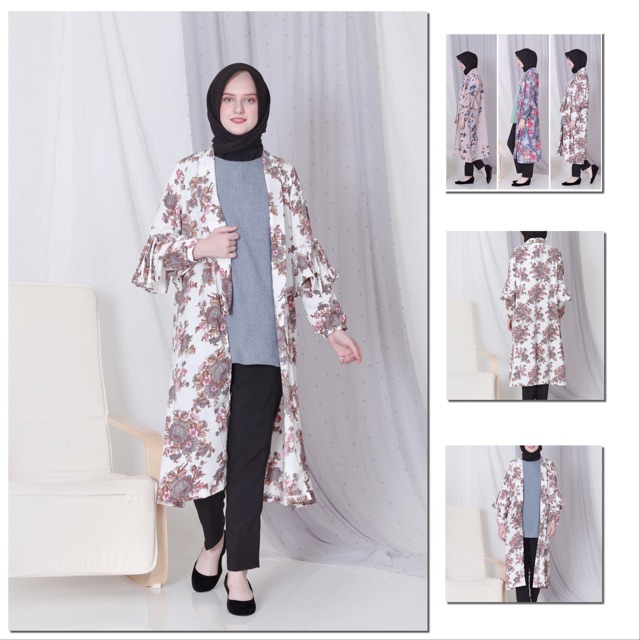 The Sazz - TiARA OUTER - baju outer muslimah - warna Putih Biru
