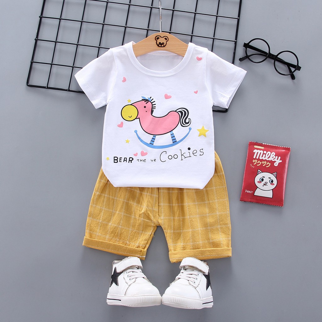 Setelan Baju Anak Perempuan Balita Import | Set Kaos Anak Cewek / Kualitas Premium harga Murah horse MB