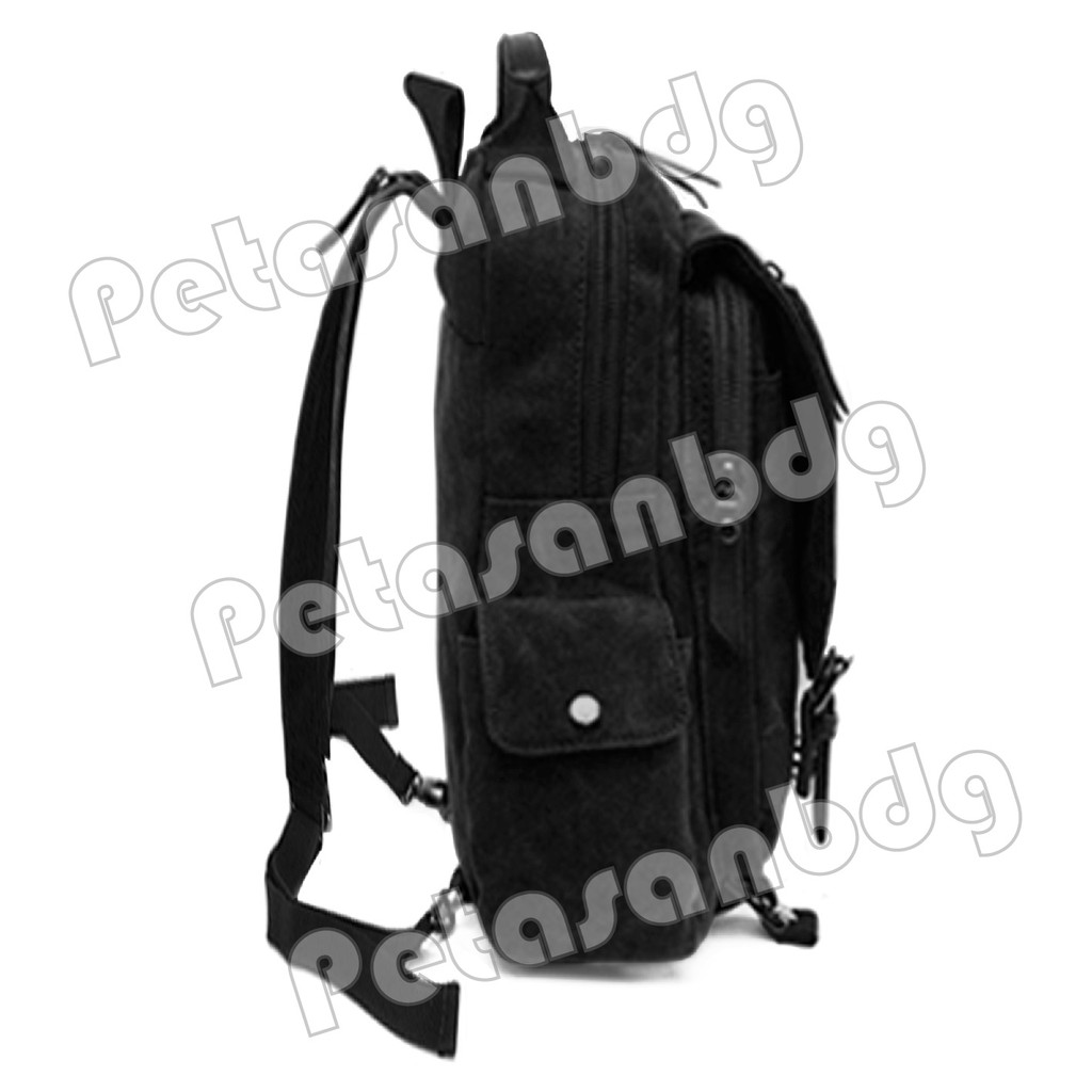 PTS -Braun Fox Canvas Gesper Backpack Men Travel Back Pack Multifunctional