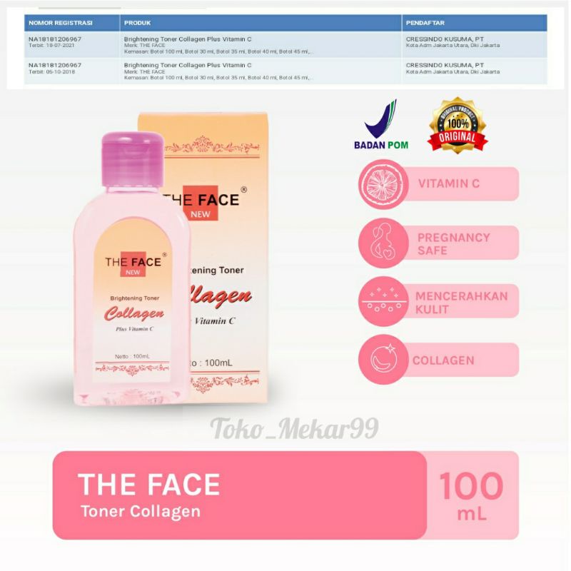 THE FACE TONER COLLAGEN 125ML BPOM RESMI