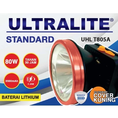 Senter Kepala 80 WATT Ultralite UHL T805A Cahaya Putih 80 W Chargeable
