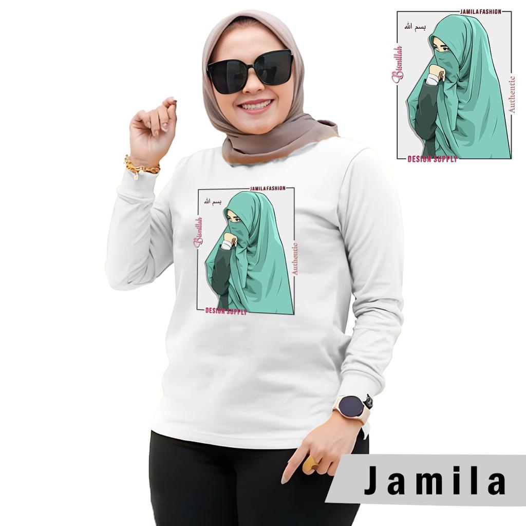 Baju Wanita Fashion/Kaos Wanita/Atasan Wanita Kaos Lengan Panjang Wanita MOTIF JAMILA HIJAB STYLE 2022