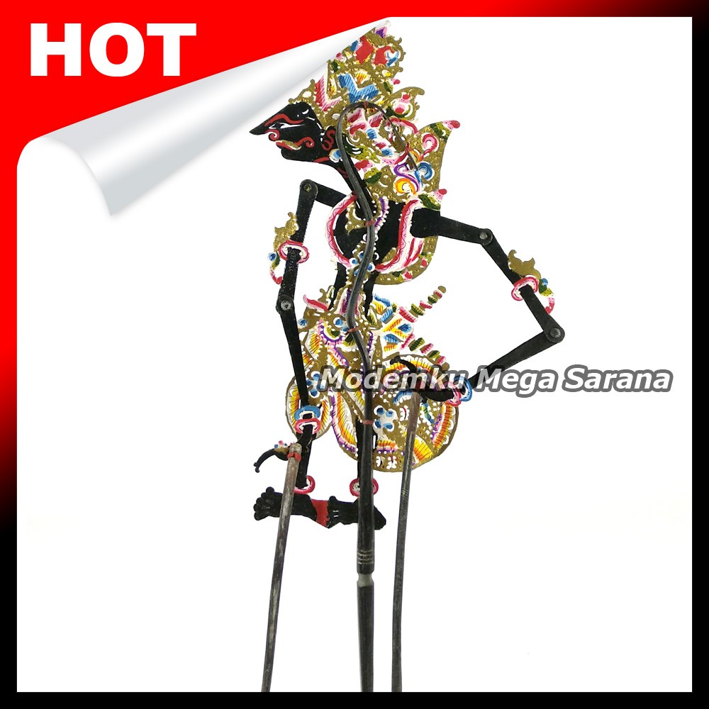 Souvenir Wayang Kulit Mini Caperan Super 20 Cm - Prabu Kresna Hitam