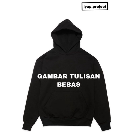 Hoodie jaket custom jacket non Zipper hitam pria wanita dewasa polos gambar bebas tee katun baby ter