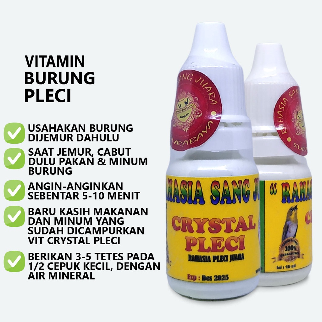 CRYSTAL PLECI | VITAMIN PLECI GACOR VITAMIN BURUNG PLECI MEMBUAT LEBIH AKTIF BERKICAU SUARA LEBIH JERNIH CRYSTAL DAN TAMBAH VOLUME