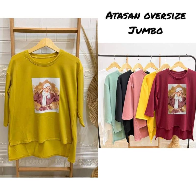 ATASAN OVERSIZE SABLON / ATASAN KAOS VIRAL / KAOS WANITA VIRAL